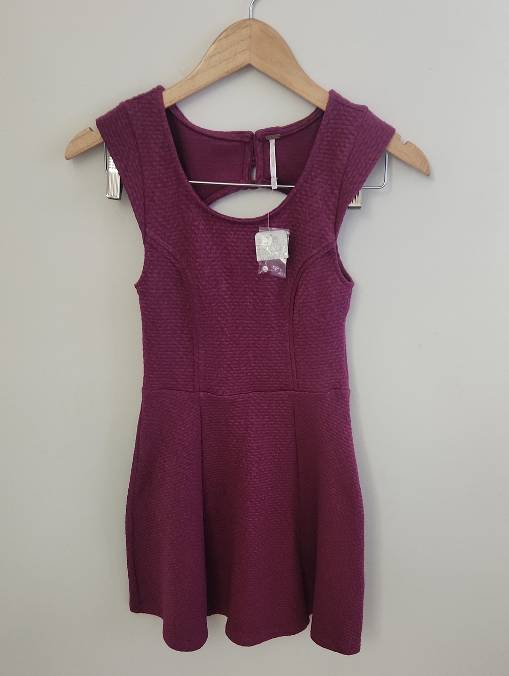 NWT Free People Textured Fit & Flare Mini Skater Dress - Pink Rose XS